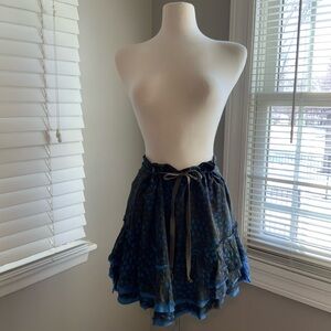 Free People Blue and Black Mini Skirt